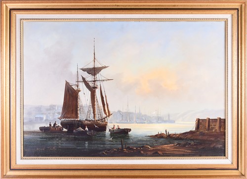 Lot 47 - David Short (b.1940) British, boats in a...