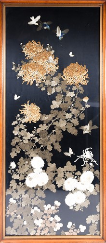 Lot 245 - A large Japanese silk work, 20th century,...