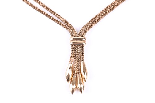 Lot 401 - A yellow metal rope-twist double strand...