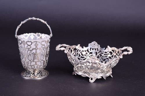 Lot 160 - A Victorian silver swing-handled basket,...
