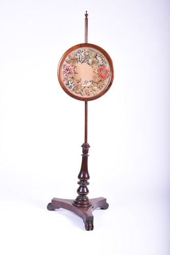 Lot 156 - An early 19th century Rosewood pole screen,...