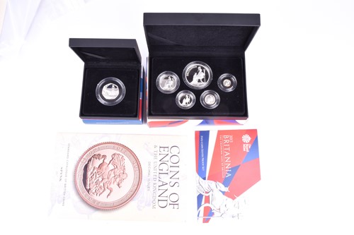 Lot 235 - A Royal Mint Britannia five coin silver proof...