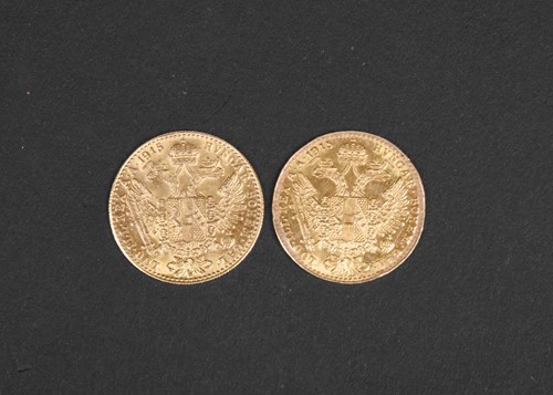 Lot 261 - Austria, 2 x gold one ducats, 1915 re strikes,...