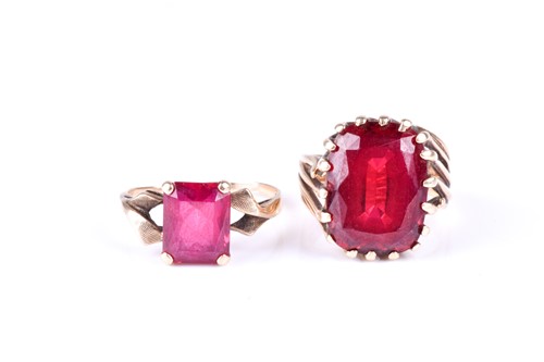 Lot 398 - A 14ct yellow gold and red paste stone...