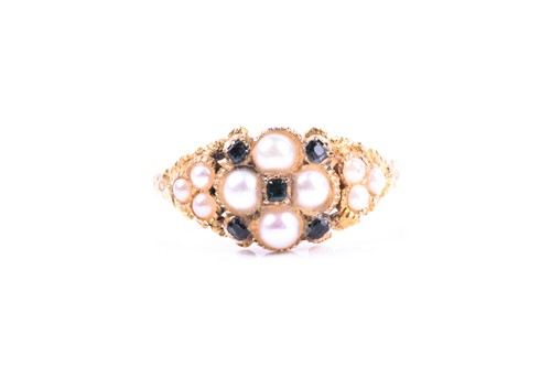 Lot 585 - An antique split pearl and green tourmaline...