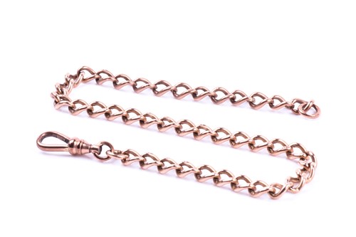 Lot 595 - A 9ct rose gold watch chain cum bracelet, with...