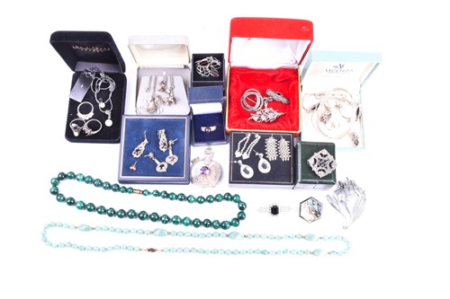 Lot 593 - A silver, enamel and fresh water pearl...
