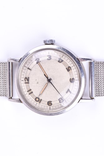 Lot 211 - An Omega military style stainless steel...