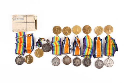 Lot 481 - Eight pairs of World War I Victory and War...