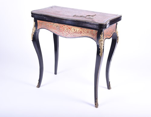 Lot 145 - A late 19th century boulle marquetry card...