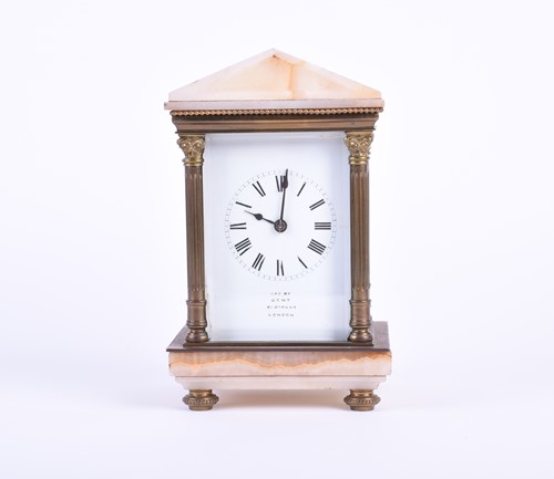 Lot 538 - A brass carriage clock, circa 1900, the enamel...