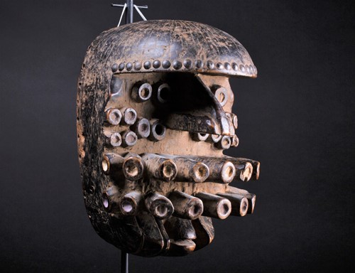 Lot 74 - A Grebo Kru mask, Liberia, the pronounced brow...
