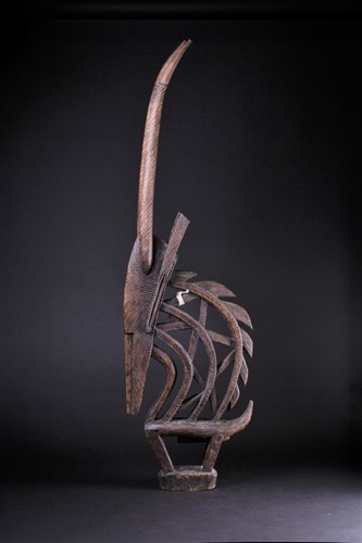 Lot 46 - A Bamana antelope headdress, Mali, with chip...