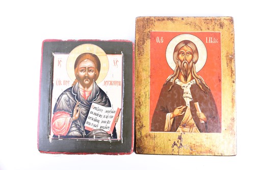 Lot 378 - A late 19th century Russian icon, canvas on...