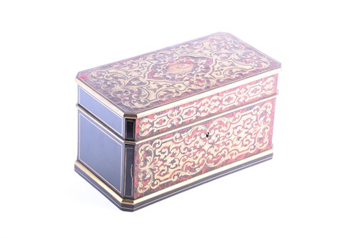 Lot 445 - A 19th century Boulle marquetry tea caddy, of...