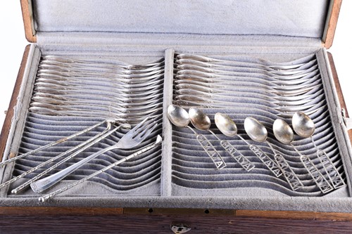 Lot 574 - A French silver plated part canteen of cutlery,...