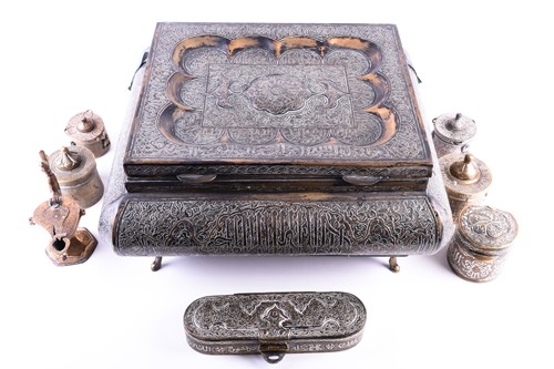 Lot 156 - A large Persian brass casket, early 20th...