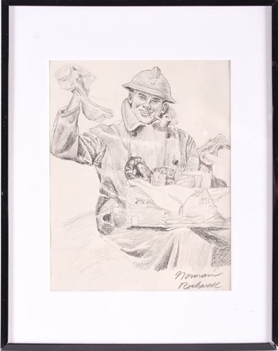 Lot 75 - Norman Rockwell (1894-1978), a pencil drawing...