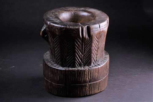 Lot 52 - An Oromo carved wood mortar, Ethiopia, a...