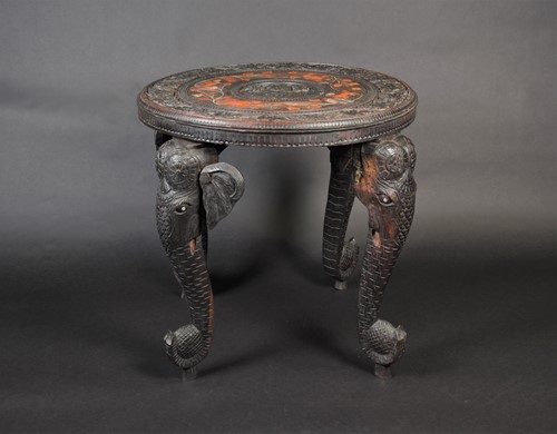 Lot 66 - An Indian carved and inlaid hardwood...