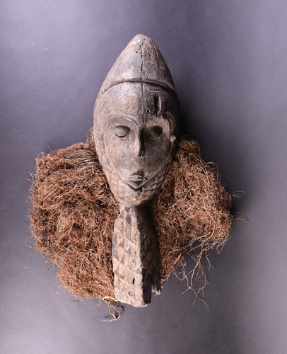 Lot 138 - A Bamum attributed mask, Cameroon, with cone...