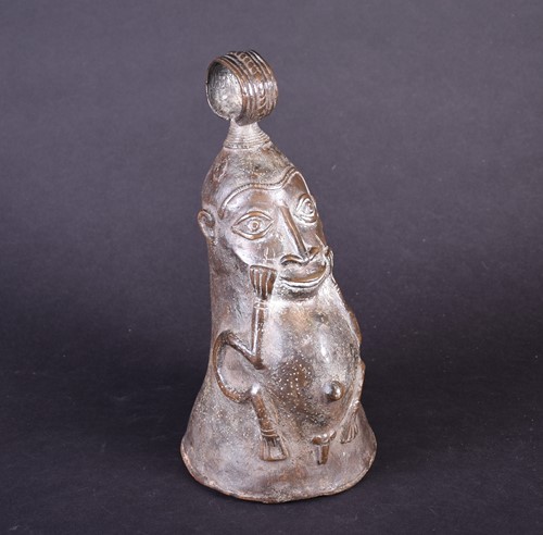 Lot 91 - A Yoruba bronze bell, Nigeria, with loop...
