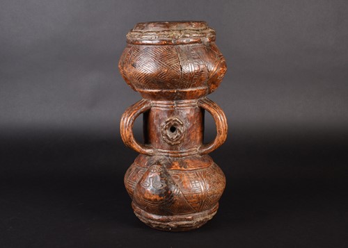 Lot 124 - A double sided Luba drum, Democratic Republic...
