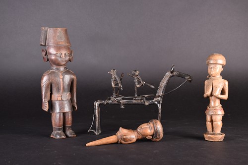 Lot 94 - A Kamba Askari soldier, Kenya, 18.5cm, a Benin...