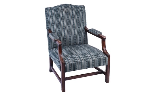 Lot 109 - A Geo III style armchair, upholstered in a...