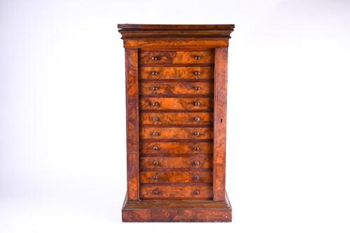 Lot 113 - A Victorian walnut Wellington chest, of small...