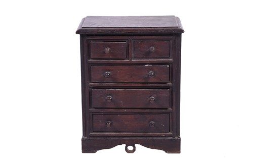 Lot 114 - A 19th century apprentice piece oak chest, the...