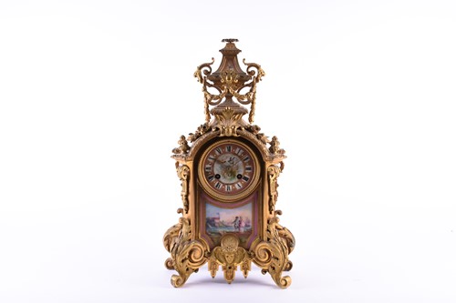 Lot 528 - A 19th century French ormolu mantel clock,...