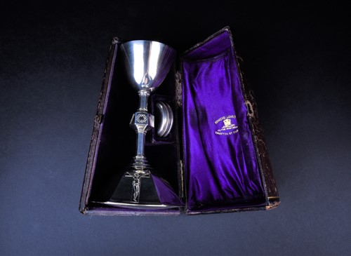 Lot 556 - A Victorian portable silver Communion set, the...