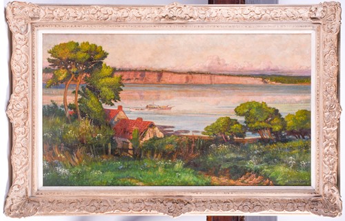 Lot 28 - 20th century school, a river landscape in...