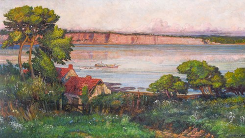 Lot 28 - 20th century school, a river landscape in...