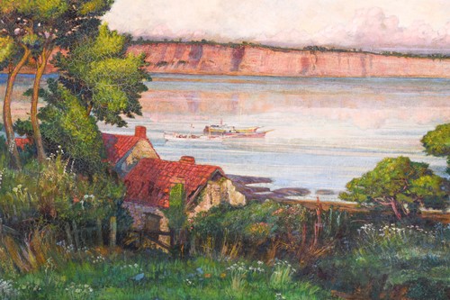 Lot 28 - 20th century school, a river landscape in...