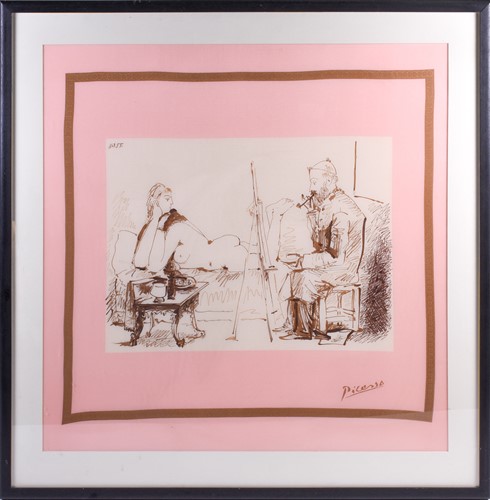 Lot 453 - After Pablo Picasso, a large silk scarf,...