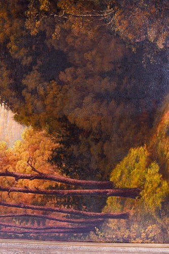 Lot 13 - A large 19th century landscape, an autumnal...