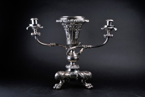 Lot 576 - A silver plated centerpiece/epergne, the vase...