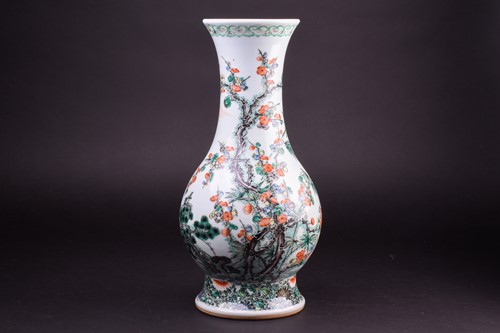 Lot 171 - A Chinese Famille Verte vase, late 19th/early...