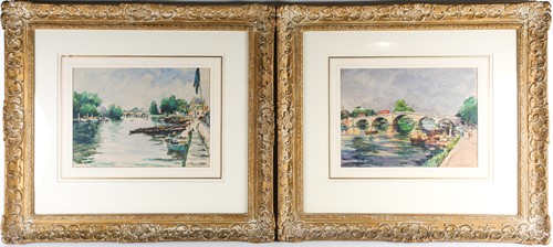 Lot 43 - René Aubert (1894-1977), a pair of river...
