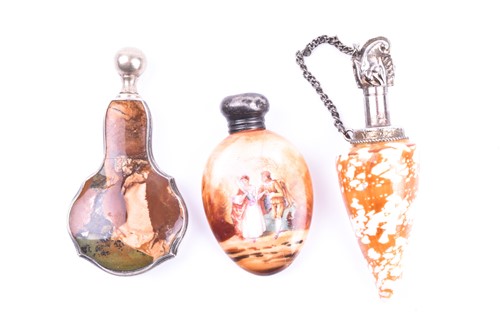 Lot 525 - A white metal mounted shell scent bottle 8.4...