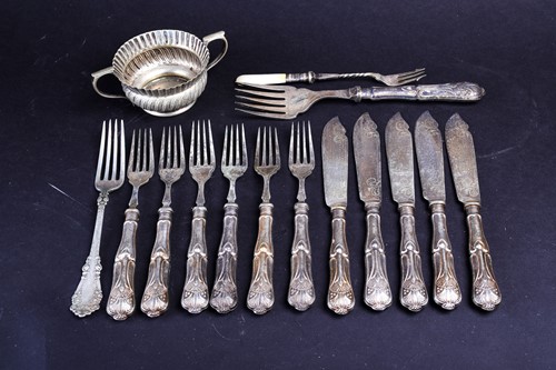 Lot 568 - A group of silver-handled flatware, together...