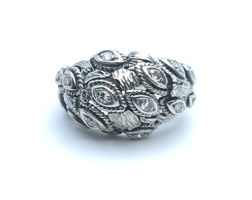 Lot 112 - An unusual white metal and cubic zirconia...