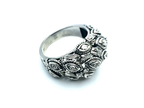 Lot 112 - An unusual white metal and cubic zirconia...