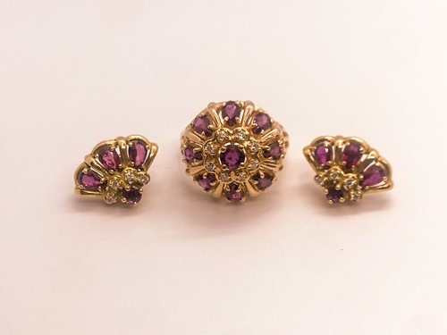 Lot 776 - A 14ct yellow gold, diamond, and ruby...