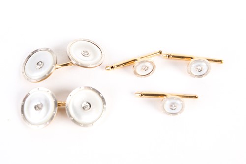Lot 782 - A pair of mother of pearl dress cufflinks and...