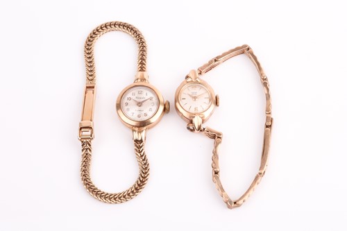 Lot 482 - A ladies yellow metal Nivada watch, the round...