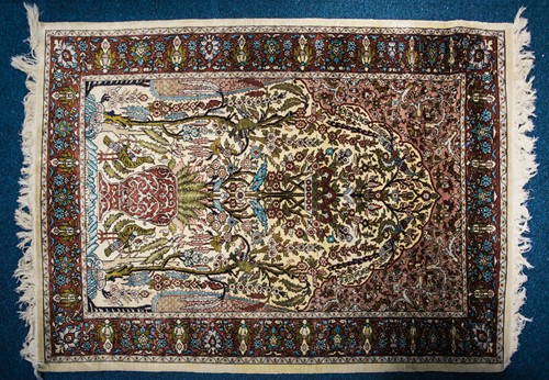 Lot 312 - An old, Indian, Isfahahan style silk on silk...