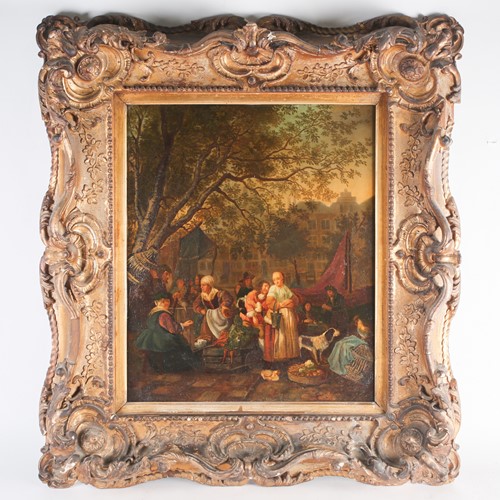 Lot 13 - Late 18th-century Dutch school, a market scene...